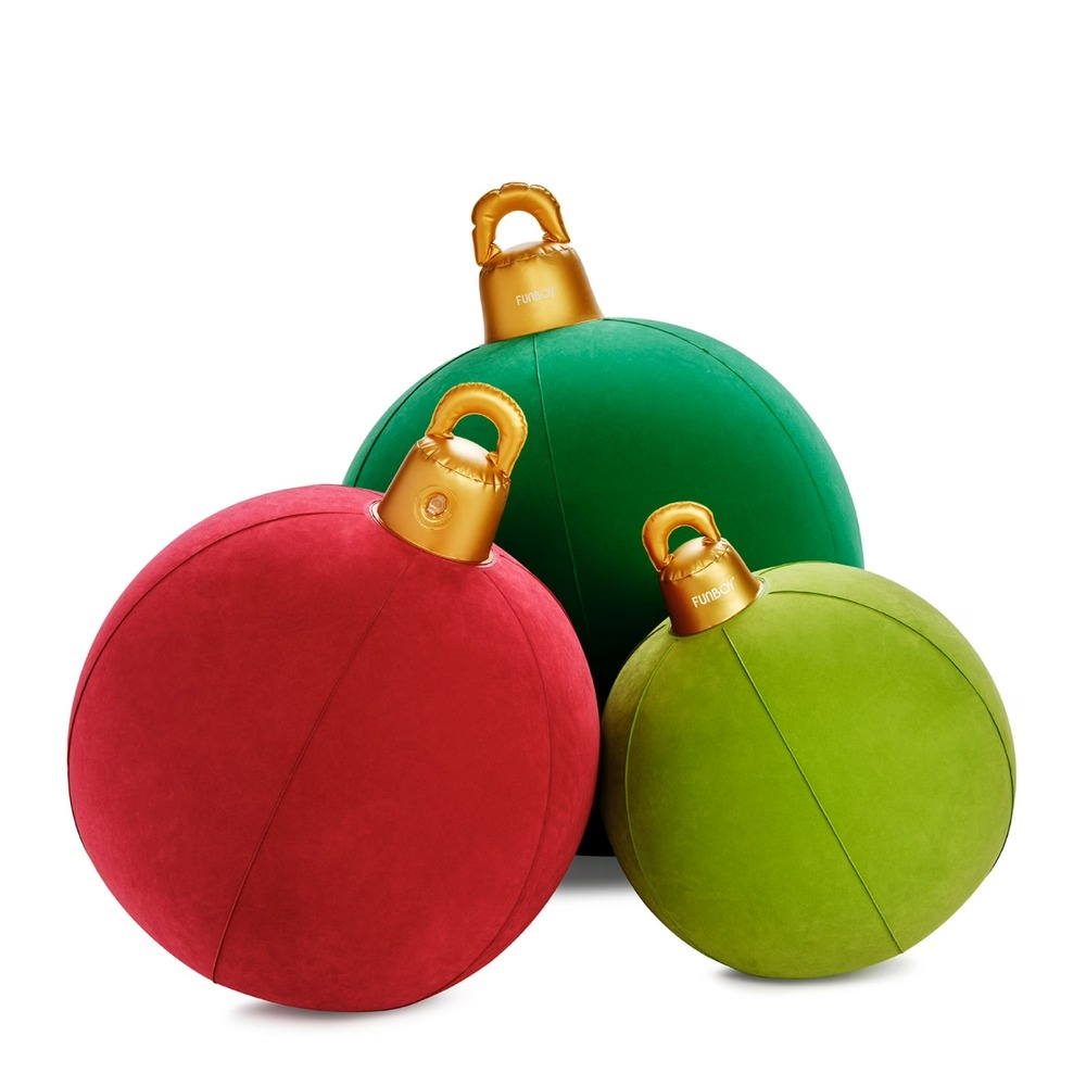 Inflatable Flocked Holiday Ornaments by Funboy 3-Pack Indoor/Outdoor Christmas